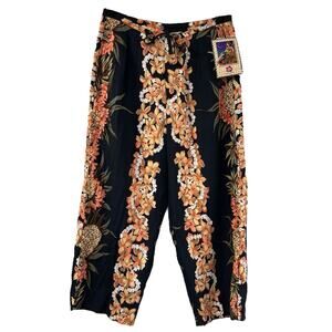 Hilo Hattie Floral Pant Small 100% Rayon Tropical Vacation NWT